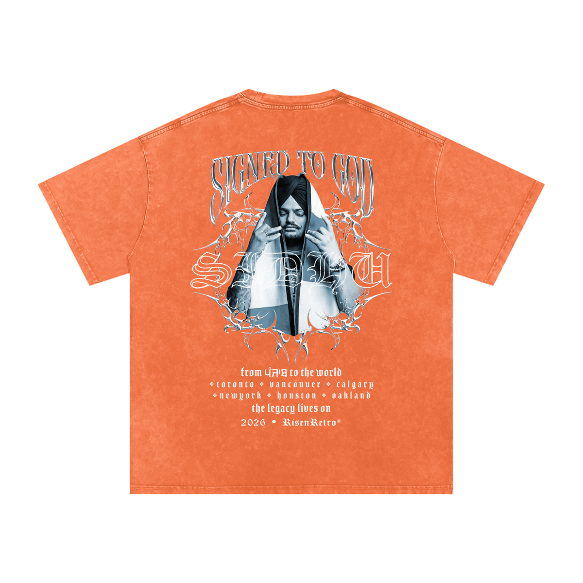 SIGNED TO GOD | SIDHU MOOSE WALA | Snow Washed Oversized Cotton T-Shirt | RISENRETRO