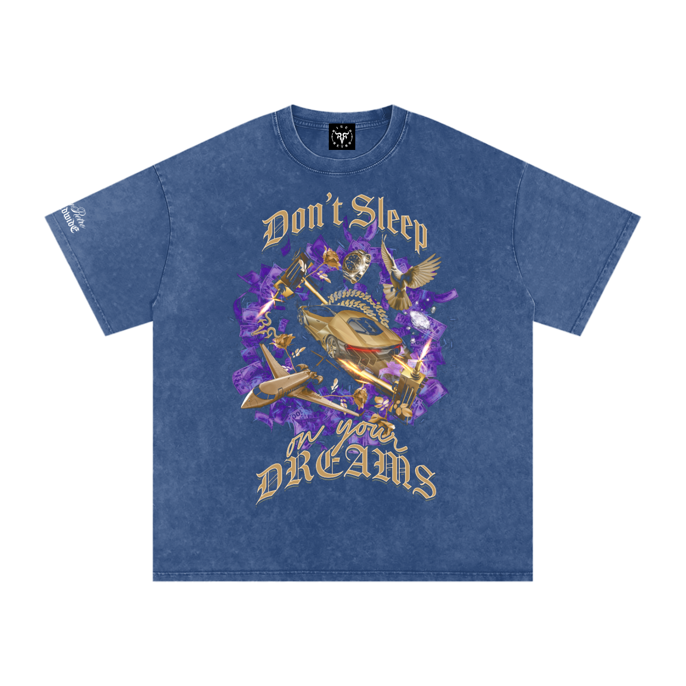 Don't Sleep on Your Dreams X RisenRetro Snow Washed Oversized Cotton T-Shirt