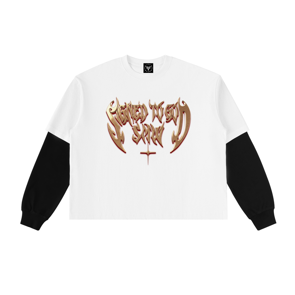 SMW | SIGNED TO GOD | Layered Contrast Sleeve Cotton T-Shirt