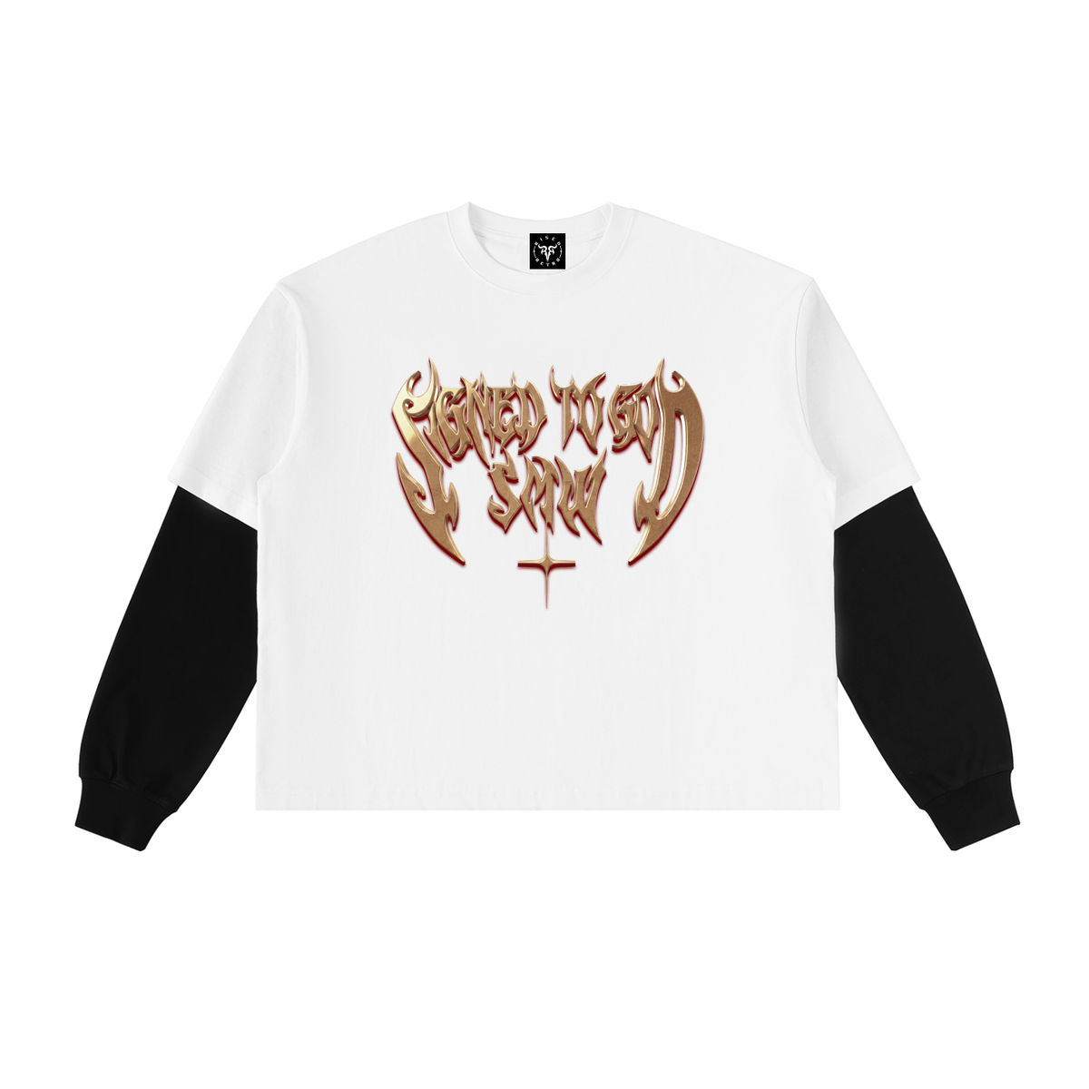 SMW | SIGNED TO GOD | Layered Contrast Sleeve Cotton T-Shirt
