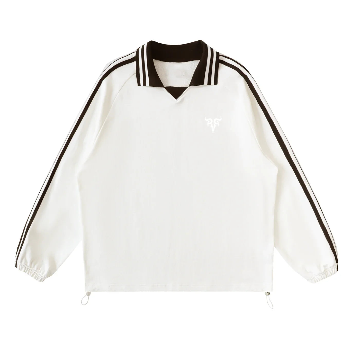 Sweat-shirt Risen Retro à monogramme et rayures contrastées, col à revers