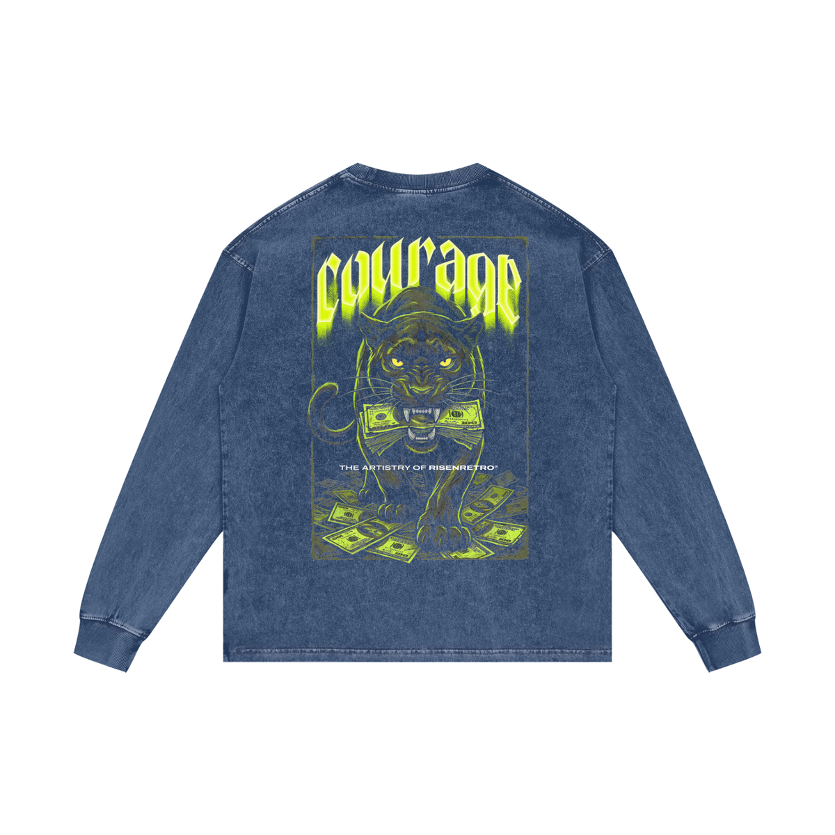 COURAGE OVER COMFORT | RISENRETRO | Acid Wash Oversize Long Sleeve T-Shirt