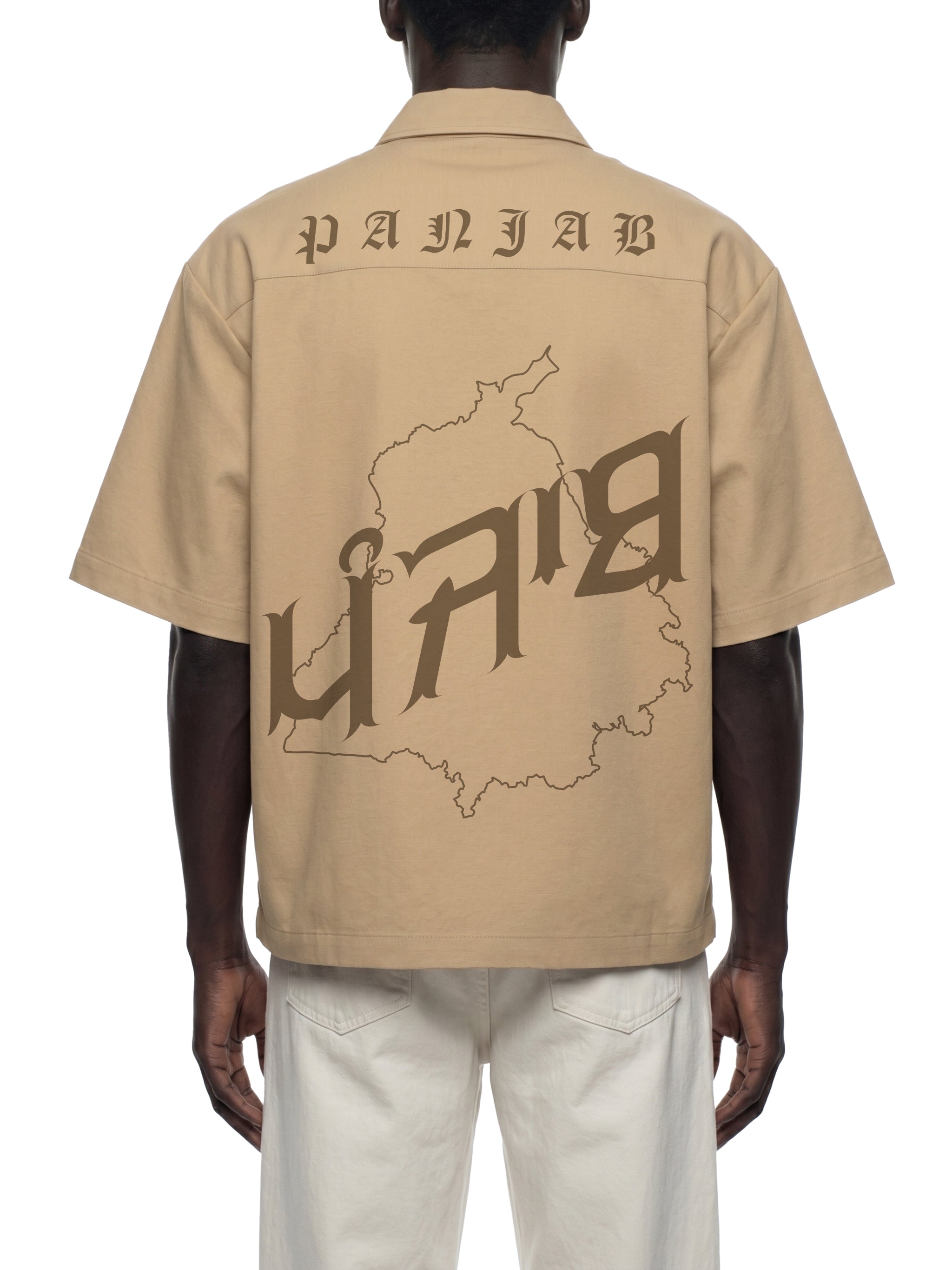 PANJAB COUTURE KHAKHI X Risen Retro Unisex Boxy Heavyweight Short Sleeve Shirt