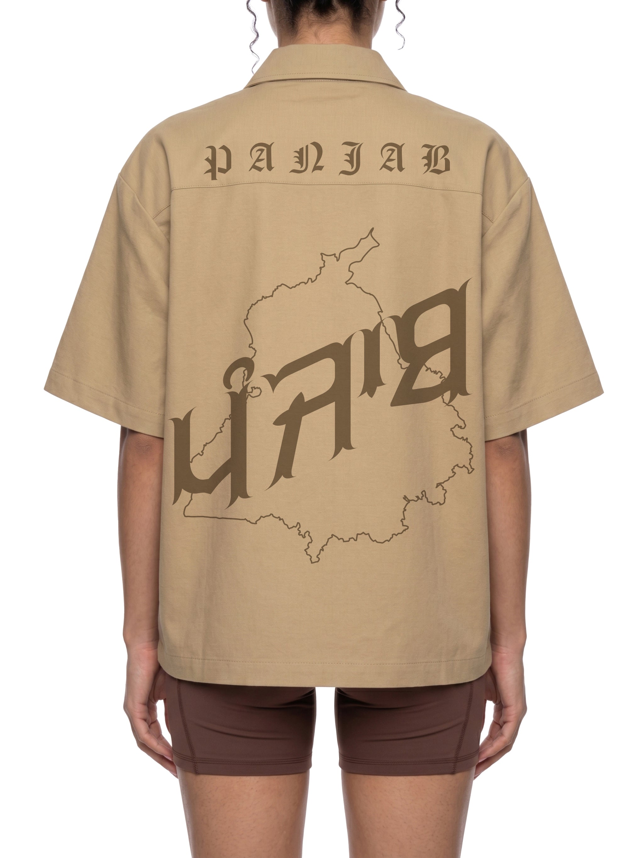 PANJAB COUTURE KHAKHI X Risen Retro Unisex Boxy Heavyweight Short Sleeve Shirt