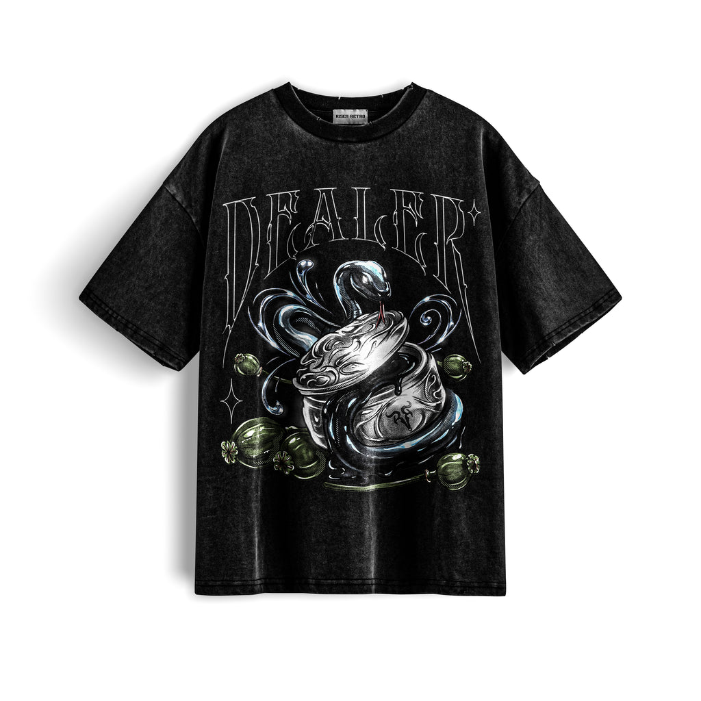 DEALER x RISENRETRO Snow Washed Oversized Cotton T-Shirt
