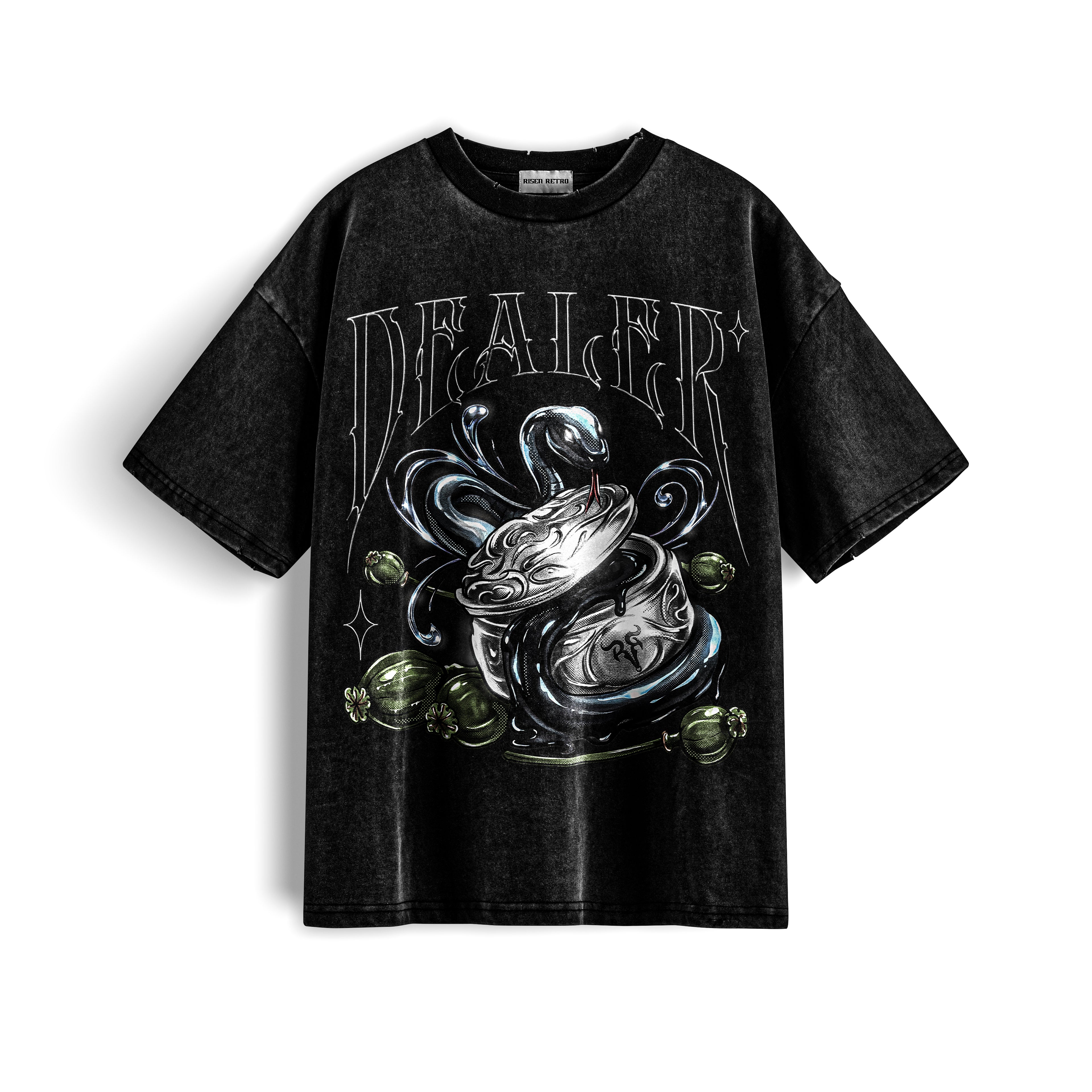 DEALER x RISENRETRO Snow Washed Oversized Cotton T-Shirt