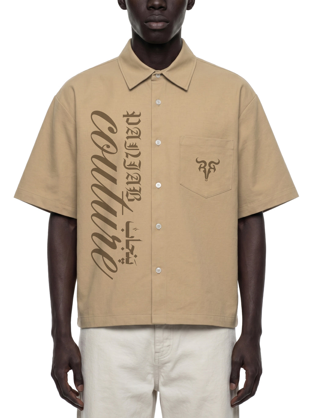 PANJAB COUTURE KHAKHI X Risen Retro Unisex Boxy Heavyweight Short Sleeve Shirt
