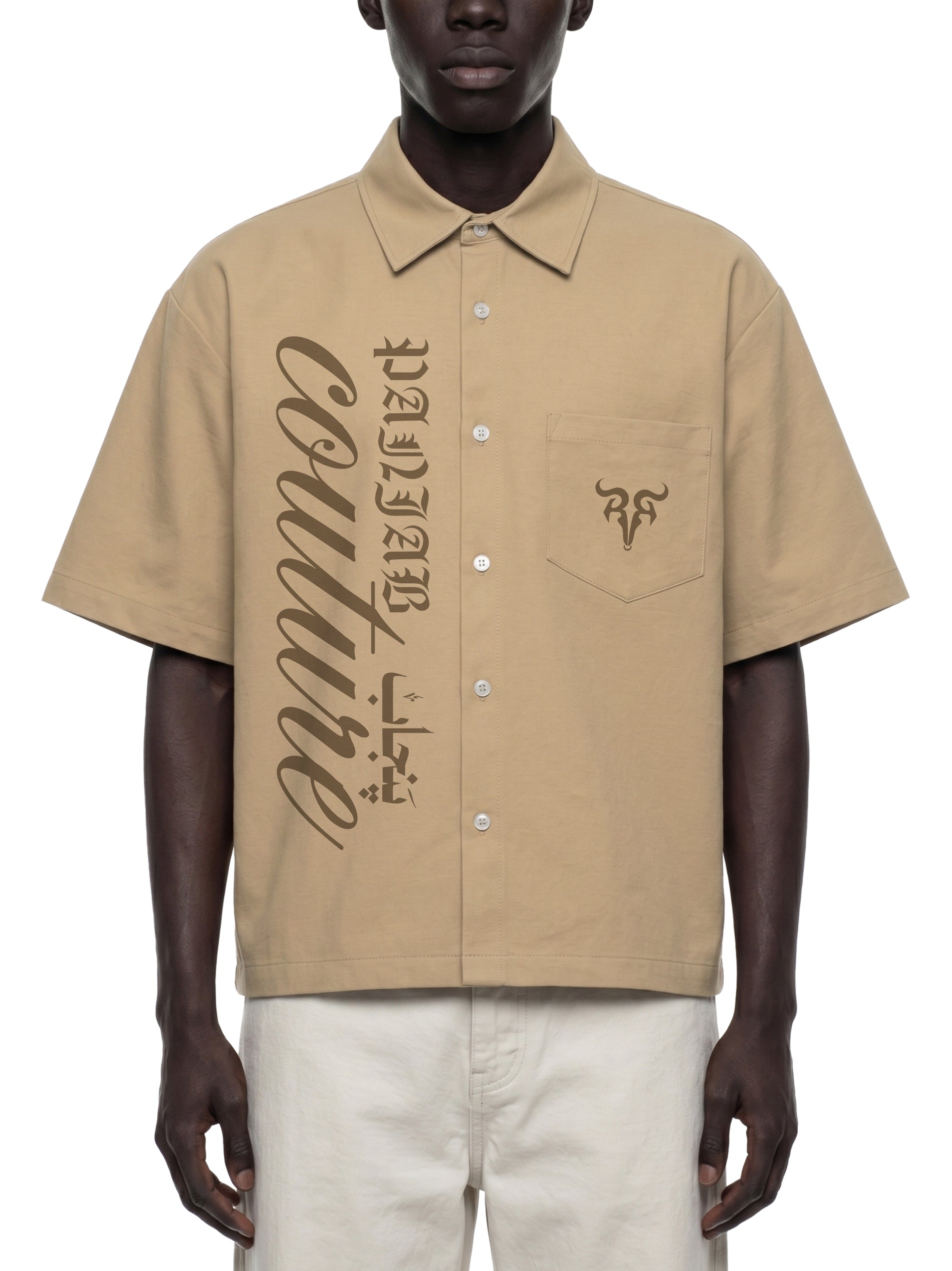 PANJAB COUTURE KHAKHI X Risen Retro Unisex Boxy Heavyweight Short Sleeve Shirt