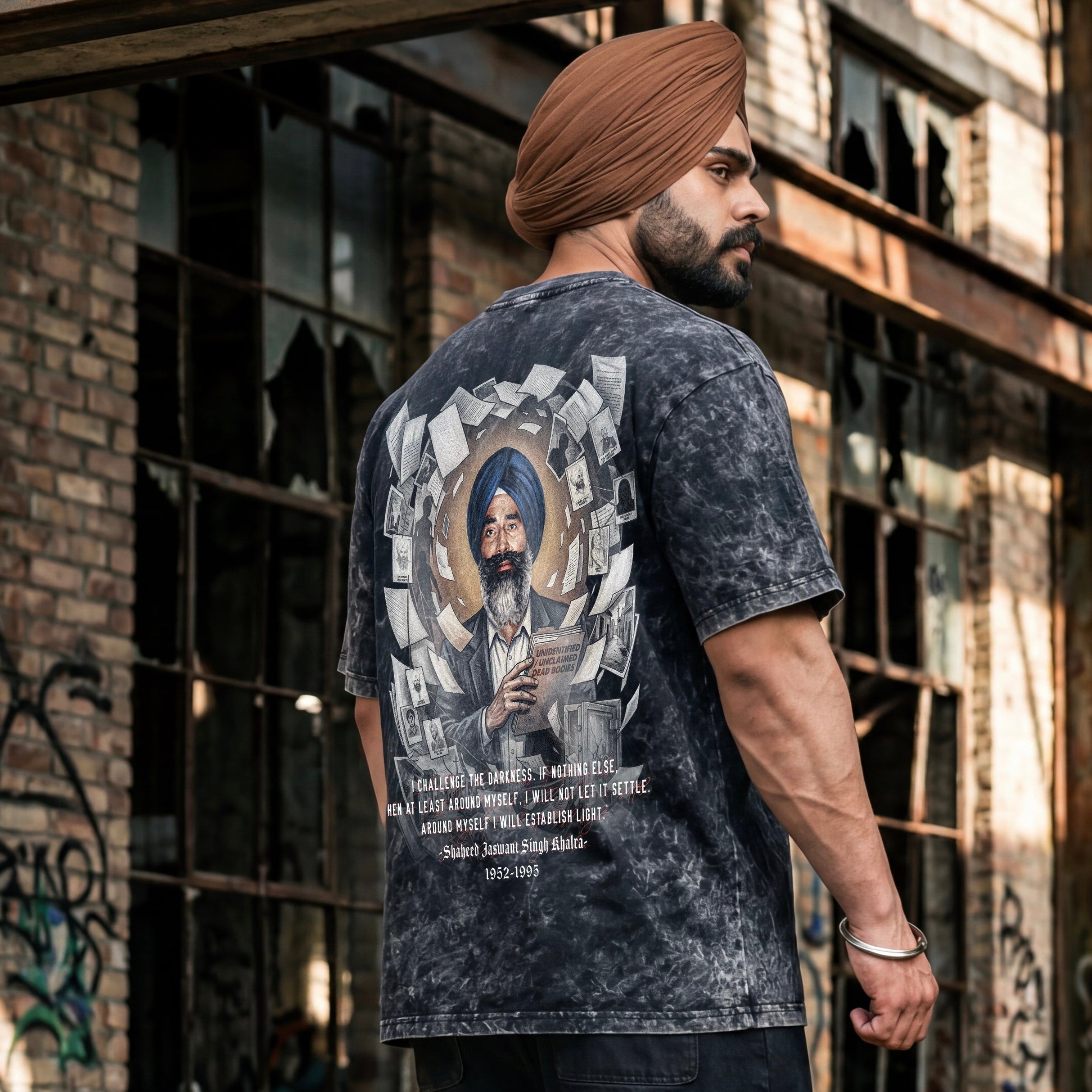 JASWANT SINGH KHALRA Washed Oversized Cotton T-Shirt