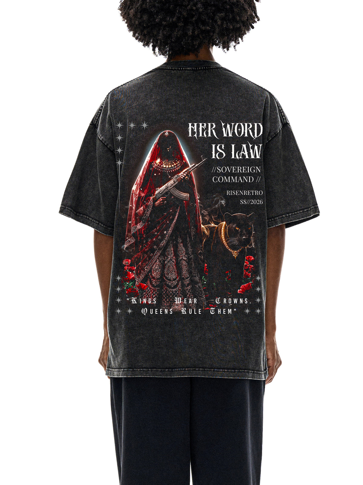 HER WORD IS LAW | Snow Washed Oversized Cotton T-Shirt | RISENRETRO