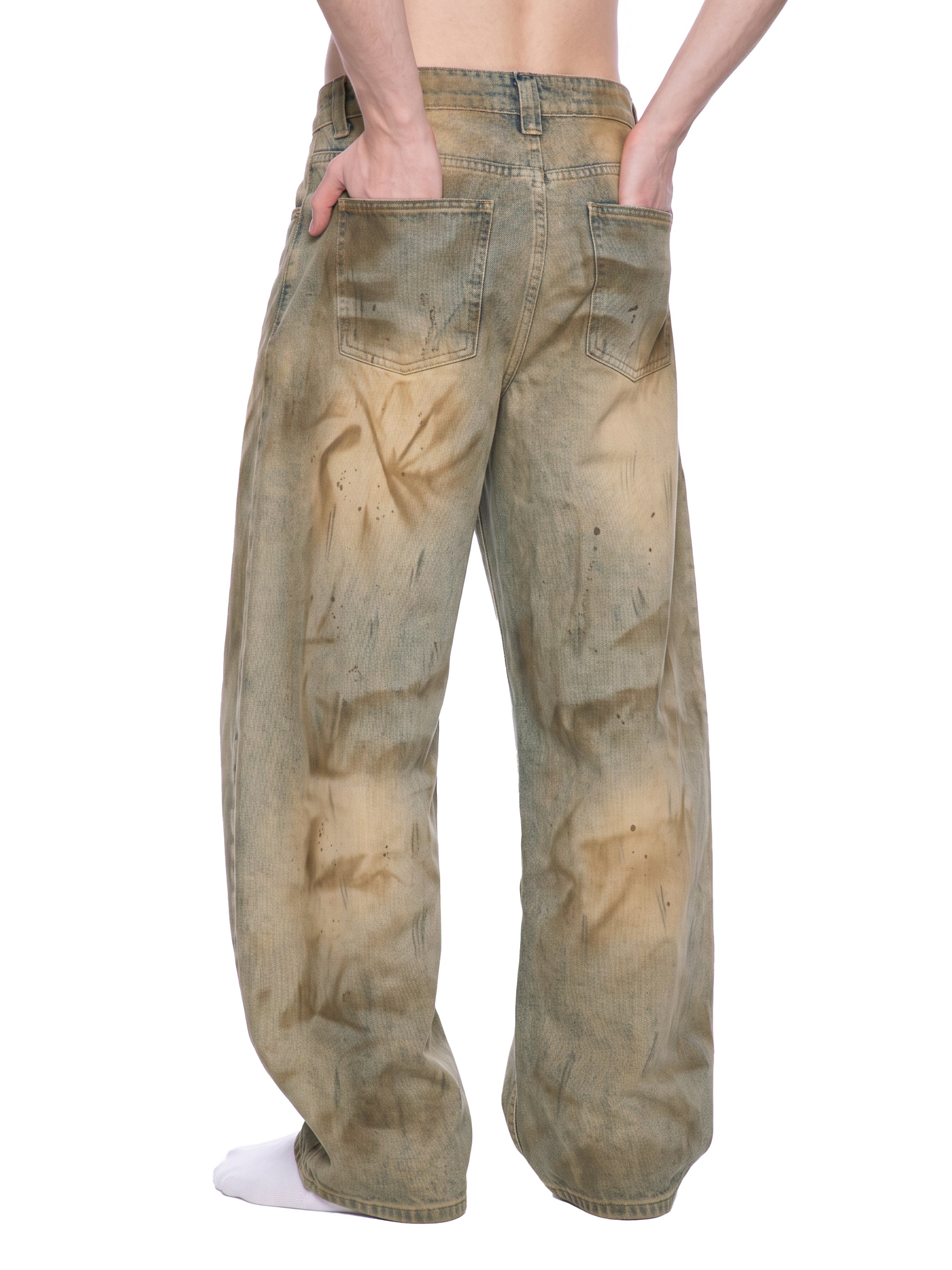 RisenRetro X Men’s Vintage Wash Barrel Leg Jeans