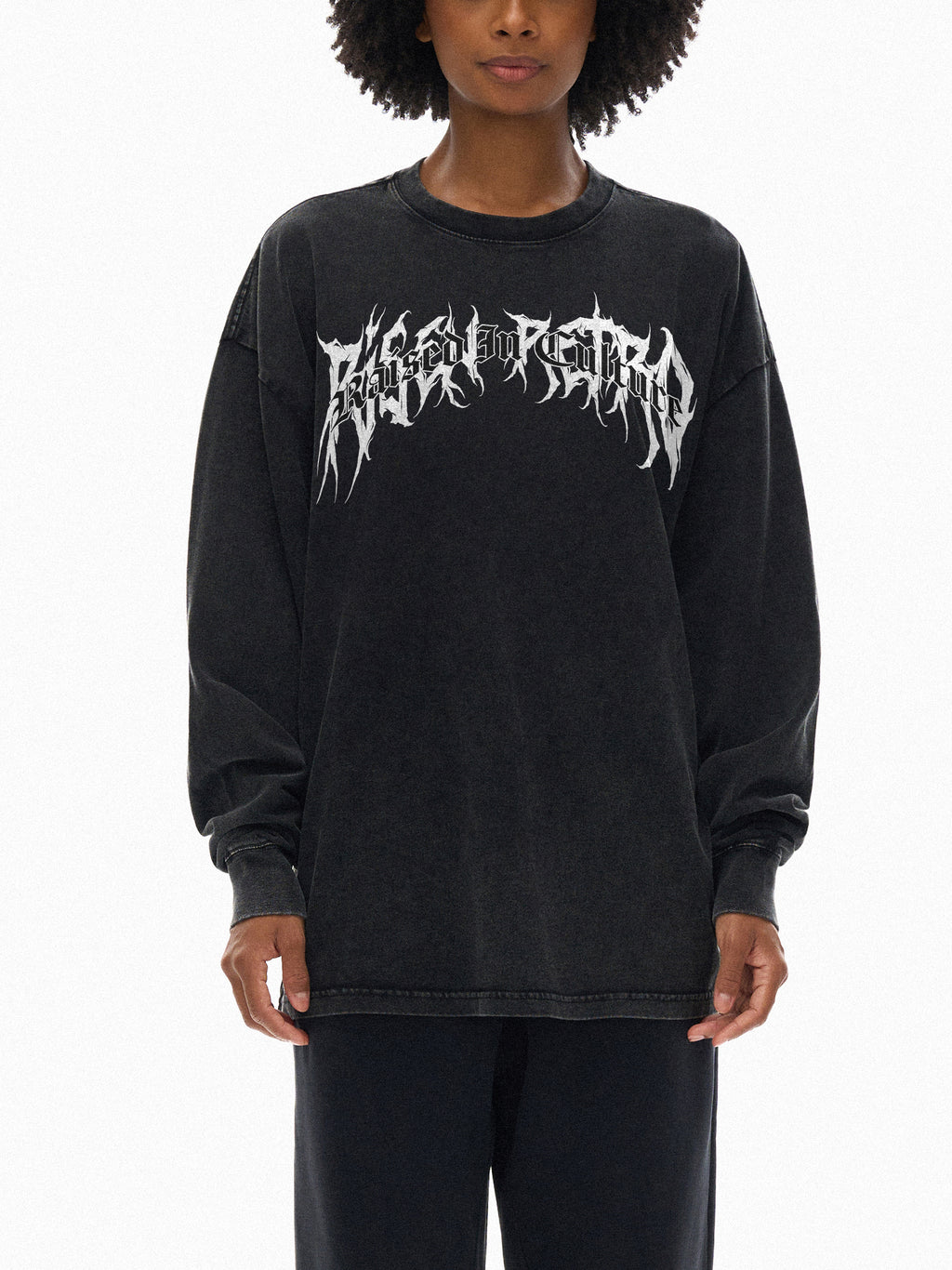 RAISED IN CULTURE | RISENRETRO | Acid Wash Oversize Long Sleeve T-Shirt