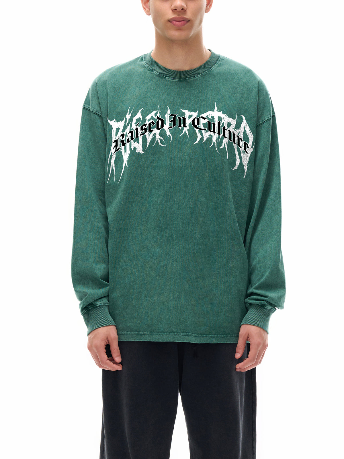 RAISED IN CULTURE | RISENRETRO | Acid Wash Oversize Long Sleeve T-Shirt