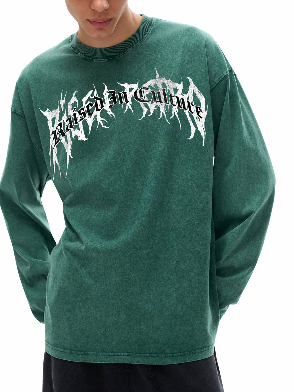 RAISED IN CULTURE | RISENRETRO | Acid Wash Oversize Long Sleeve T-Shirt