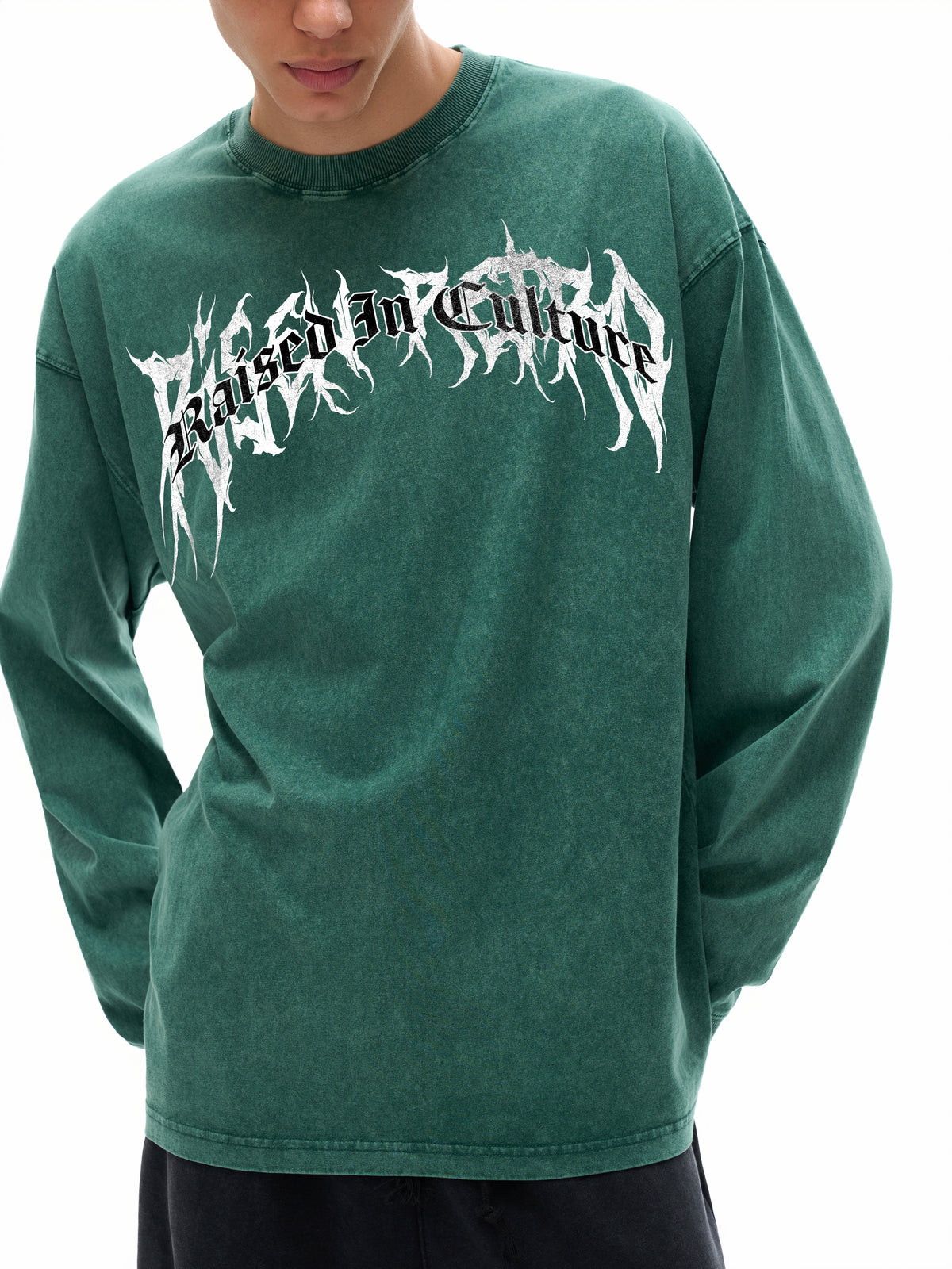 RAISED IN CULTURE | RISENRETRO | Acid Wash Oversize Long Sleeve T-Shirt