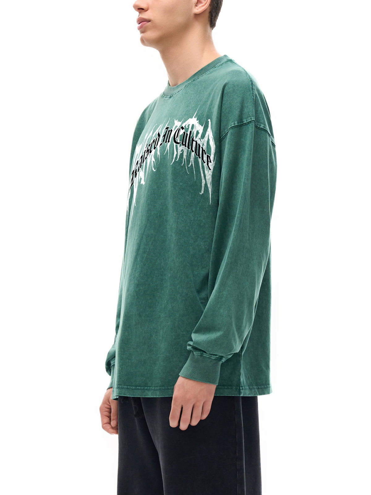 RAISED IN CULTURE | RISENRETRO | Acid Wash Oversize Long Sleeve T-Shirt