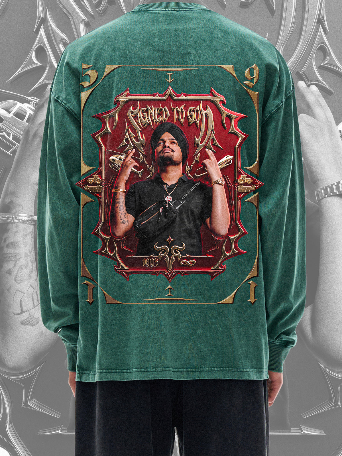 SMW | Signed To God | RisenRetro | Acid Wash Oversize Long Sleeve T-Shirt