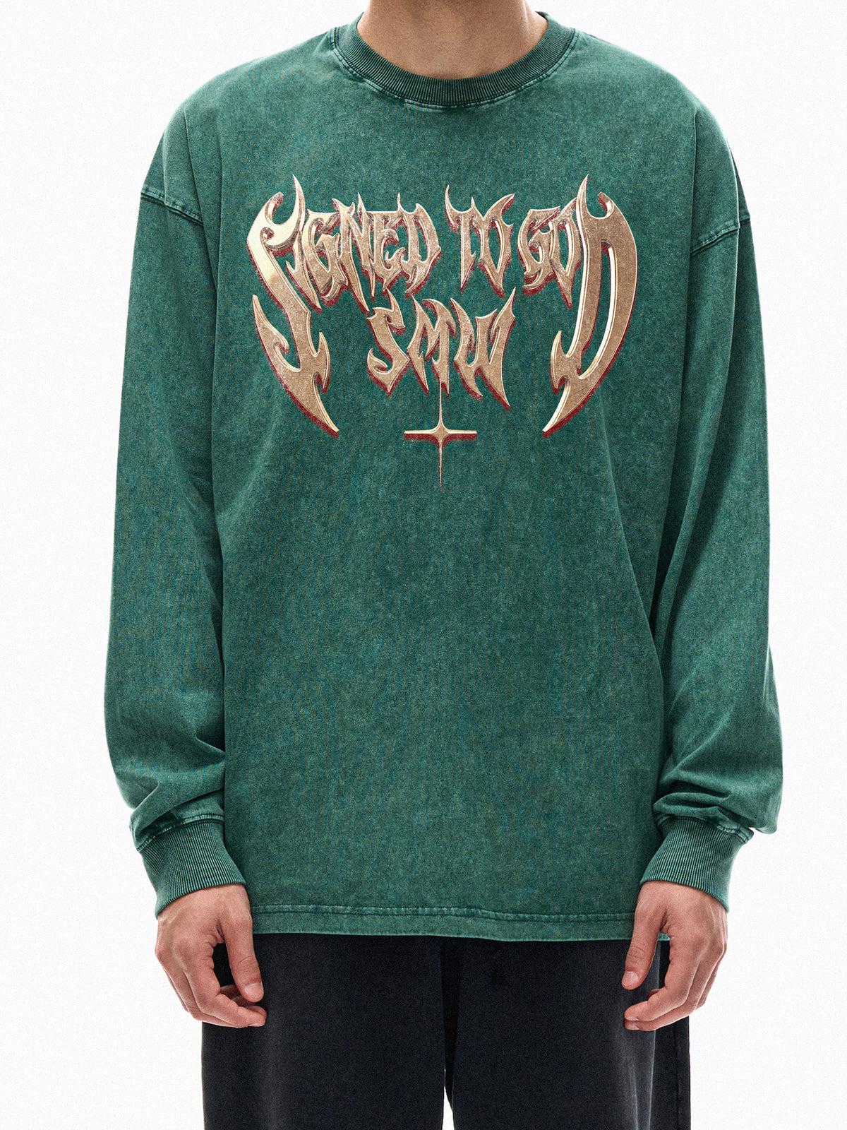 SMW | Signed To God | RisenRetro | Acid Wash Oversize Long Sleeve T-Shirt