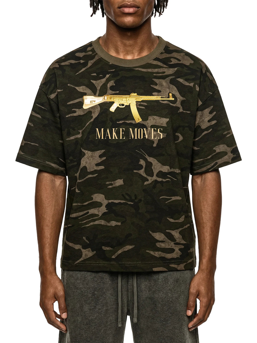 Make Moves Camo X Risen Retro Unisex Camo Boxy T-Shirt