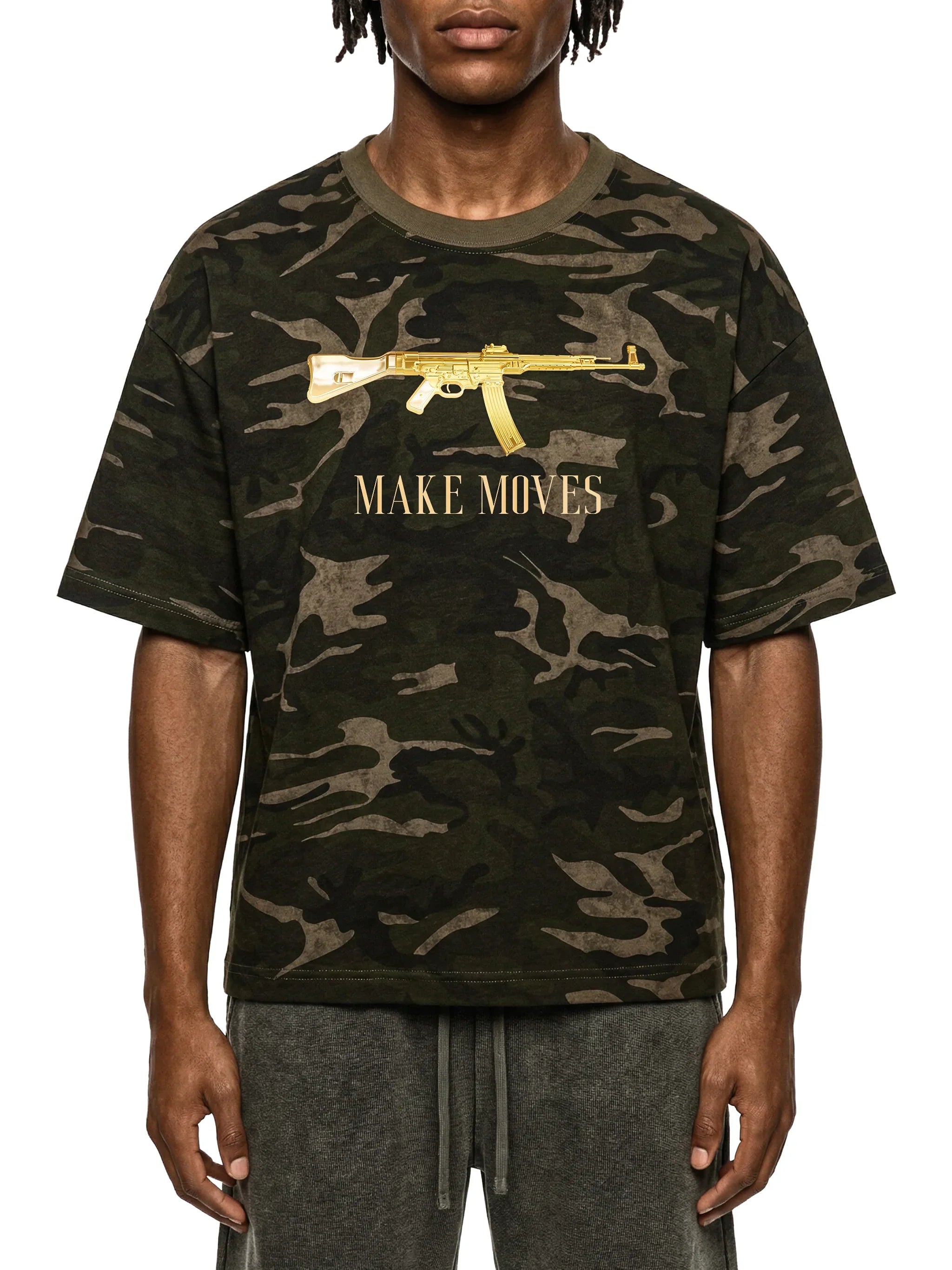 Make Moves Camo X Risen Retro Unisex Camo Boxy T-Shirt