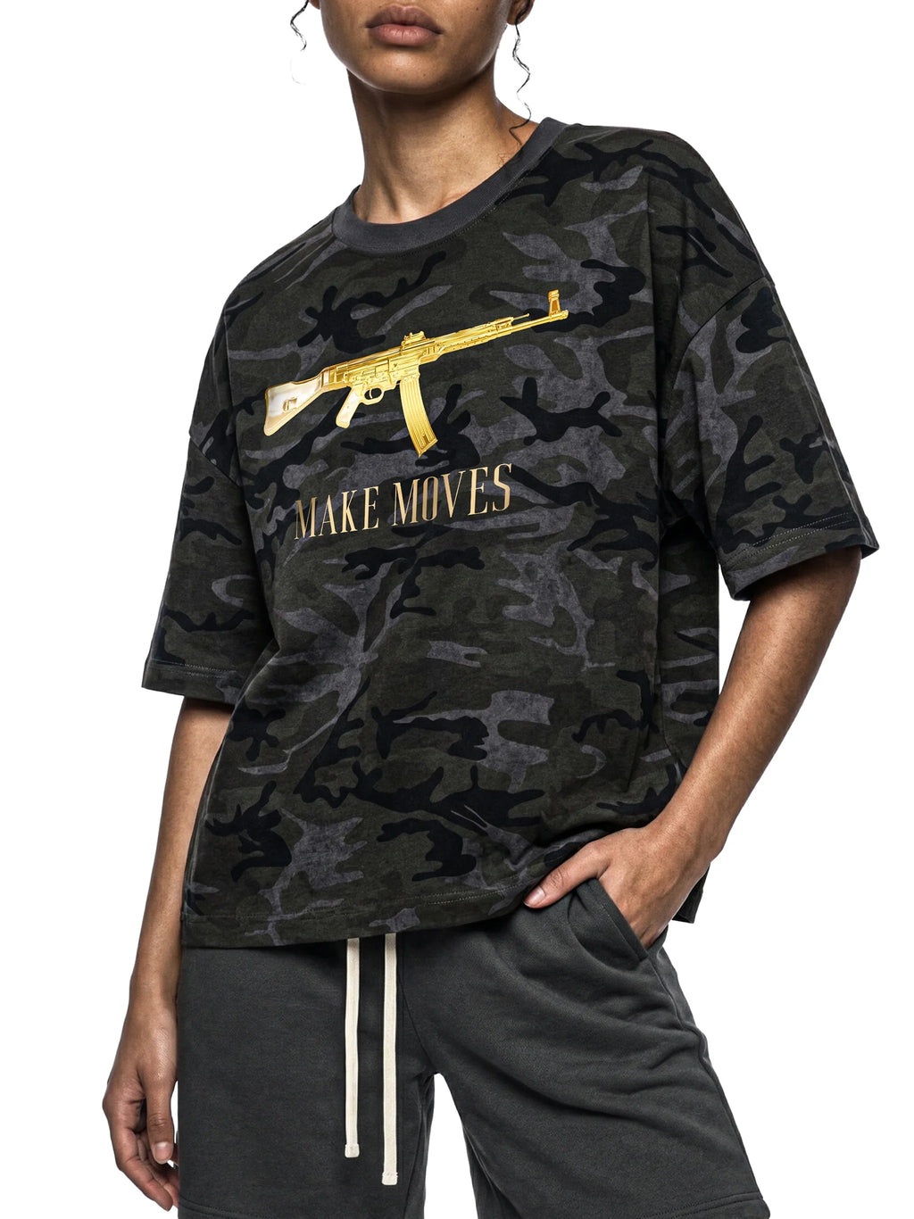 Make Moves Camo X Risen Retro Unisex Camo Boxy T-Shirt