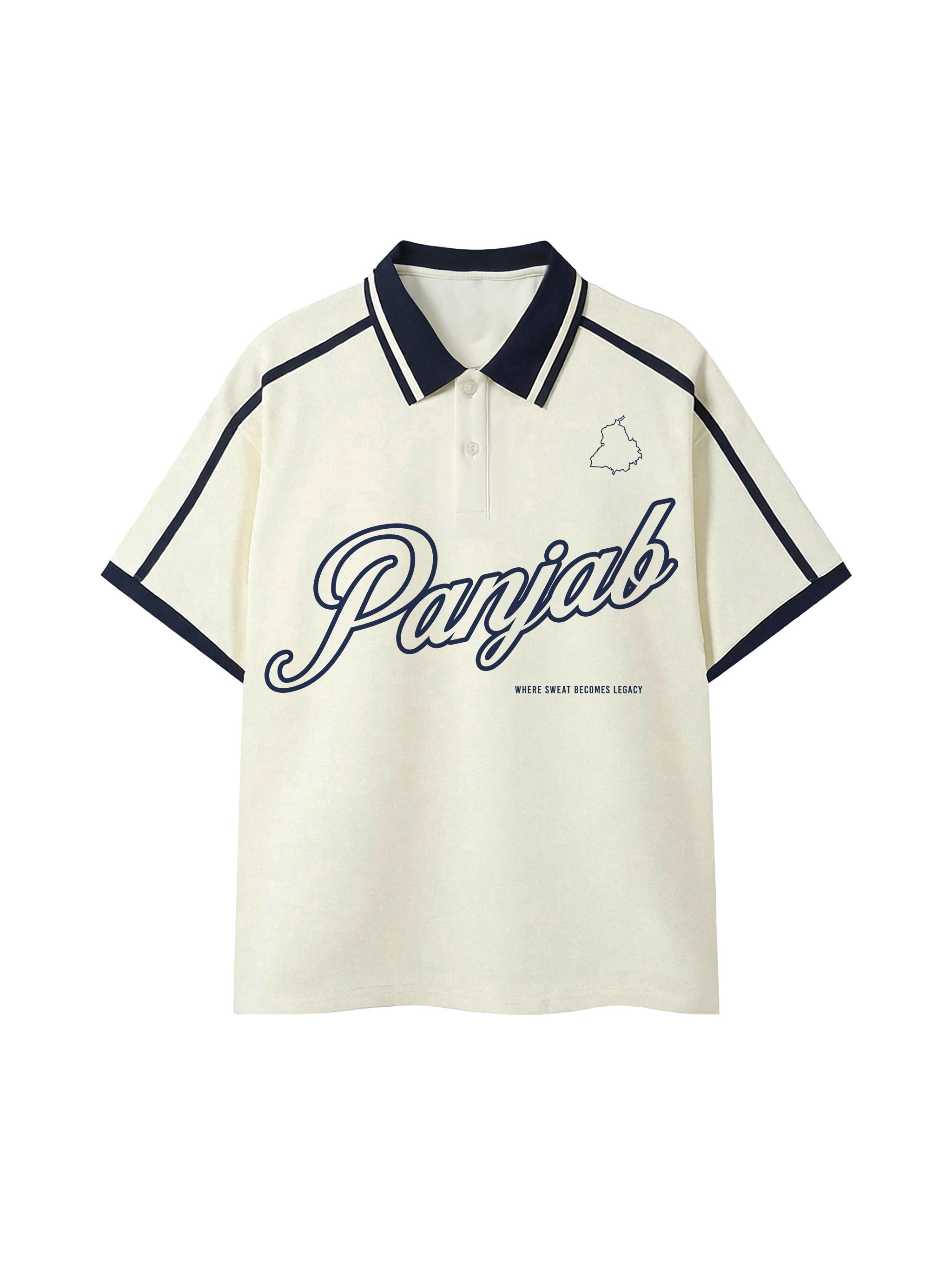 PANJAB LEGACY x RisenRetro Unisex Contrast Piping Polo Shirt