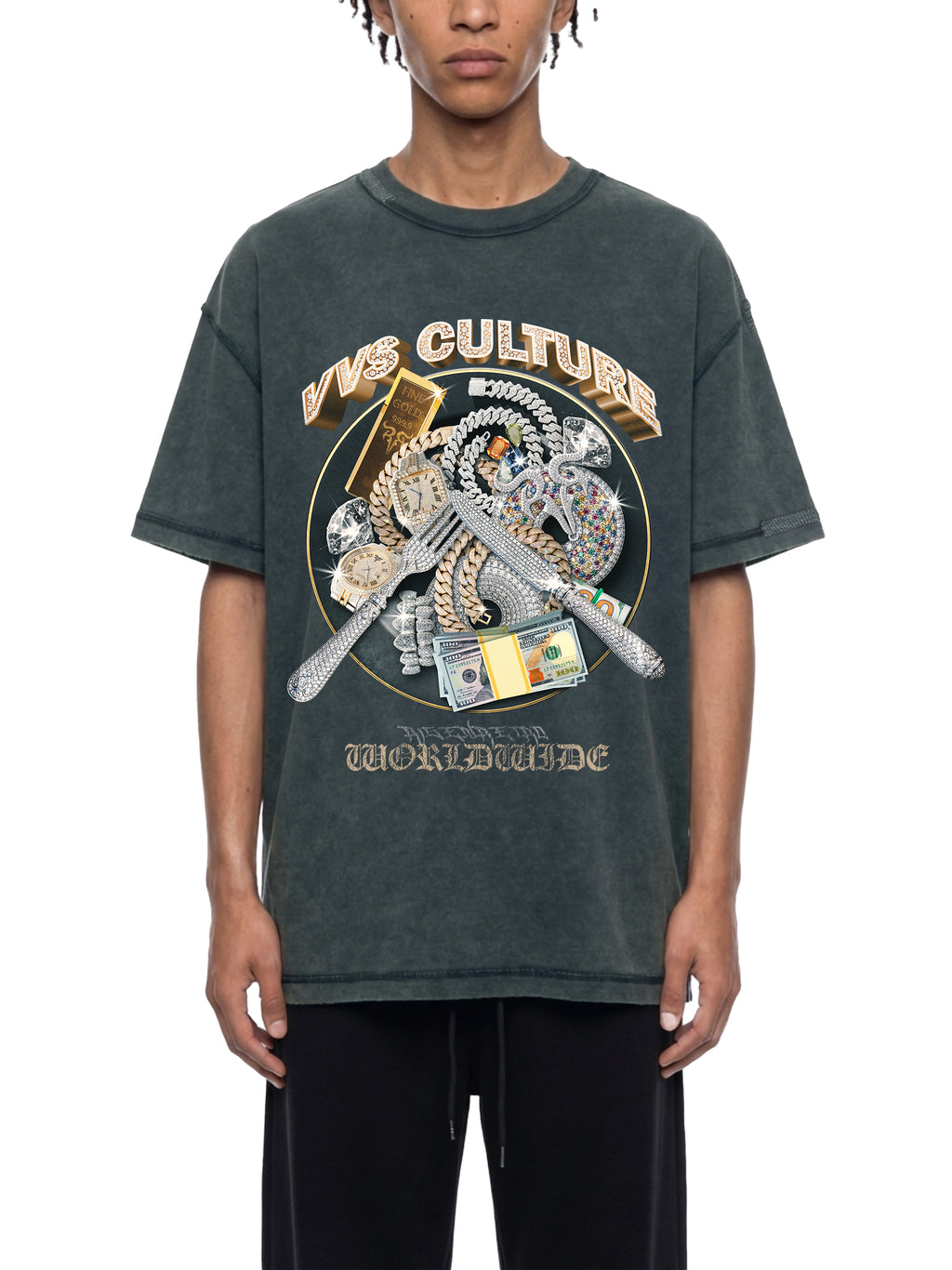 VVS CULTURE X Risen Retro Unisex Mineral Wash Oversized T-Shirt