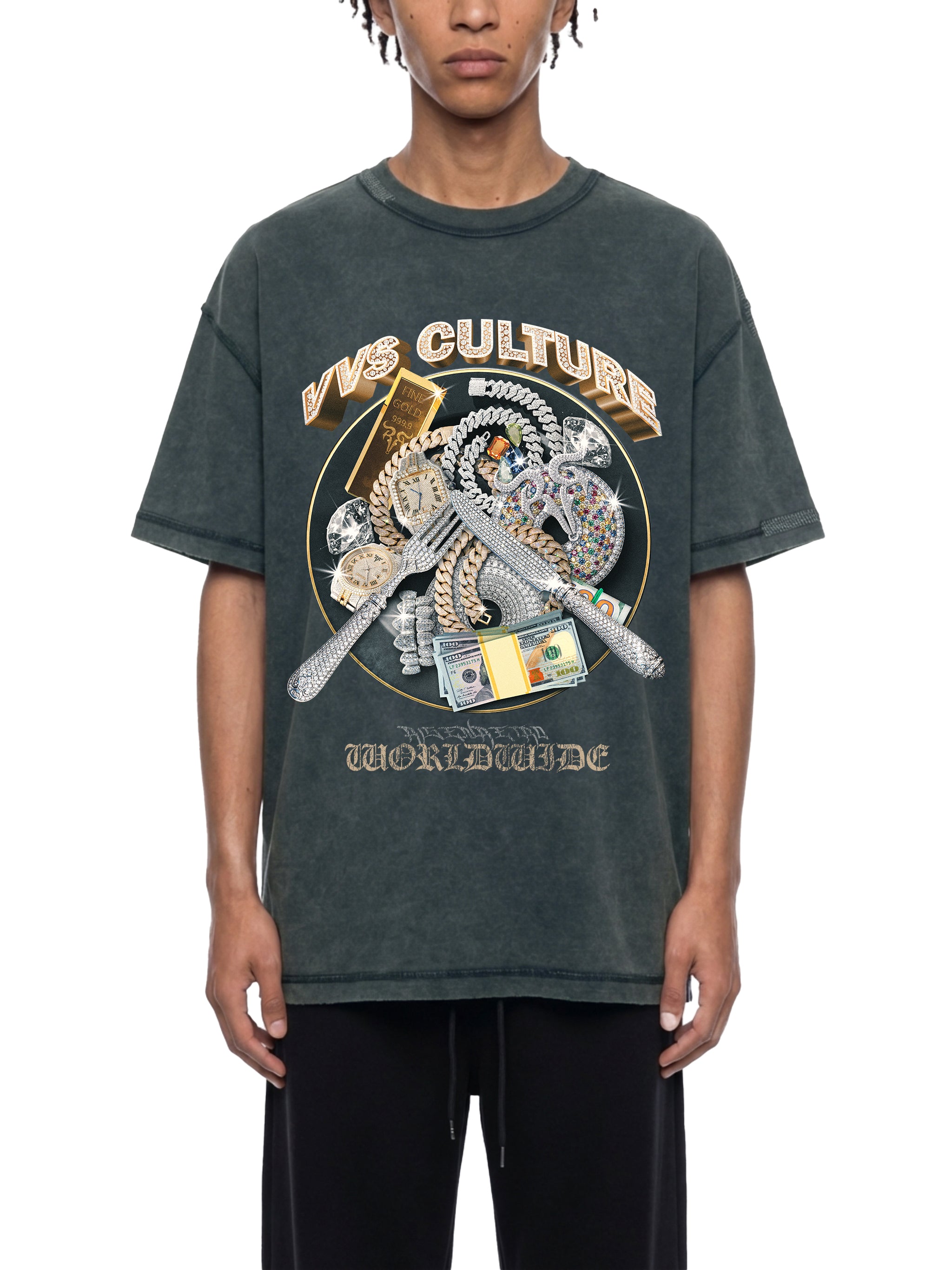 VVS CULTURE X Risen Retro Unisex Mineral Wash Oversized T-Shirt