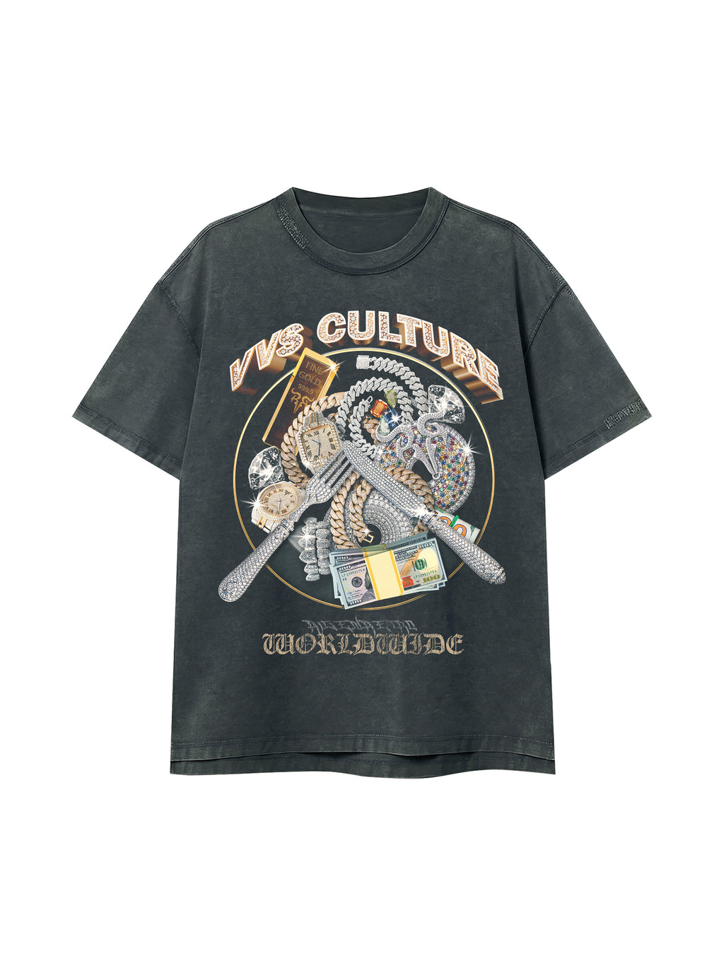 VVS CULTURE X Risen Retro Unisex Mineral Wash Oversized T-Shirt