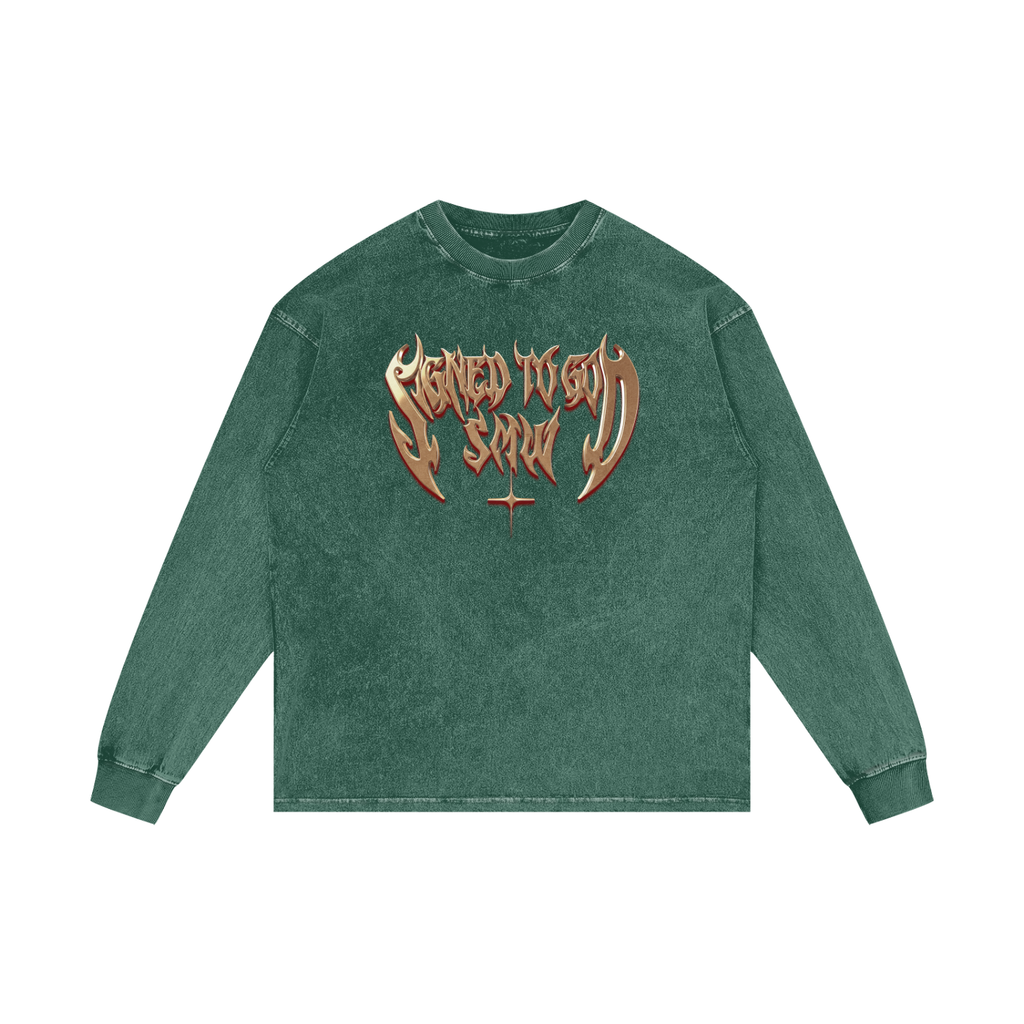 SMW | Signed To God | RisenRetro | Acid Wash Oversize Long Sleeve T-Shirt