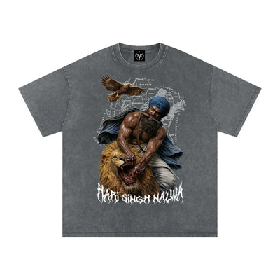 Sher-e-Punjab: Nalwa Edition X Risen Retro Snow Washed Oversized Cotton T-Shirt