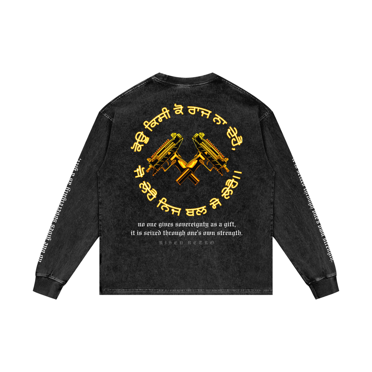 FORCE OF WILL 3 | RISENRETRO | Acid Wash Oversize Long Sleeve T-Shirt