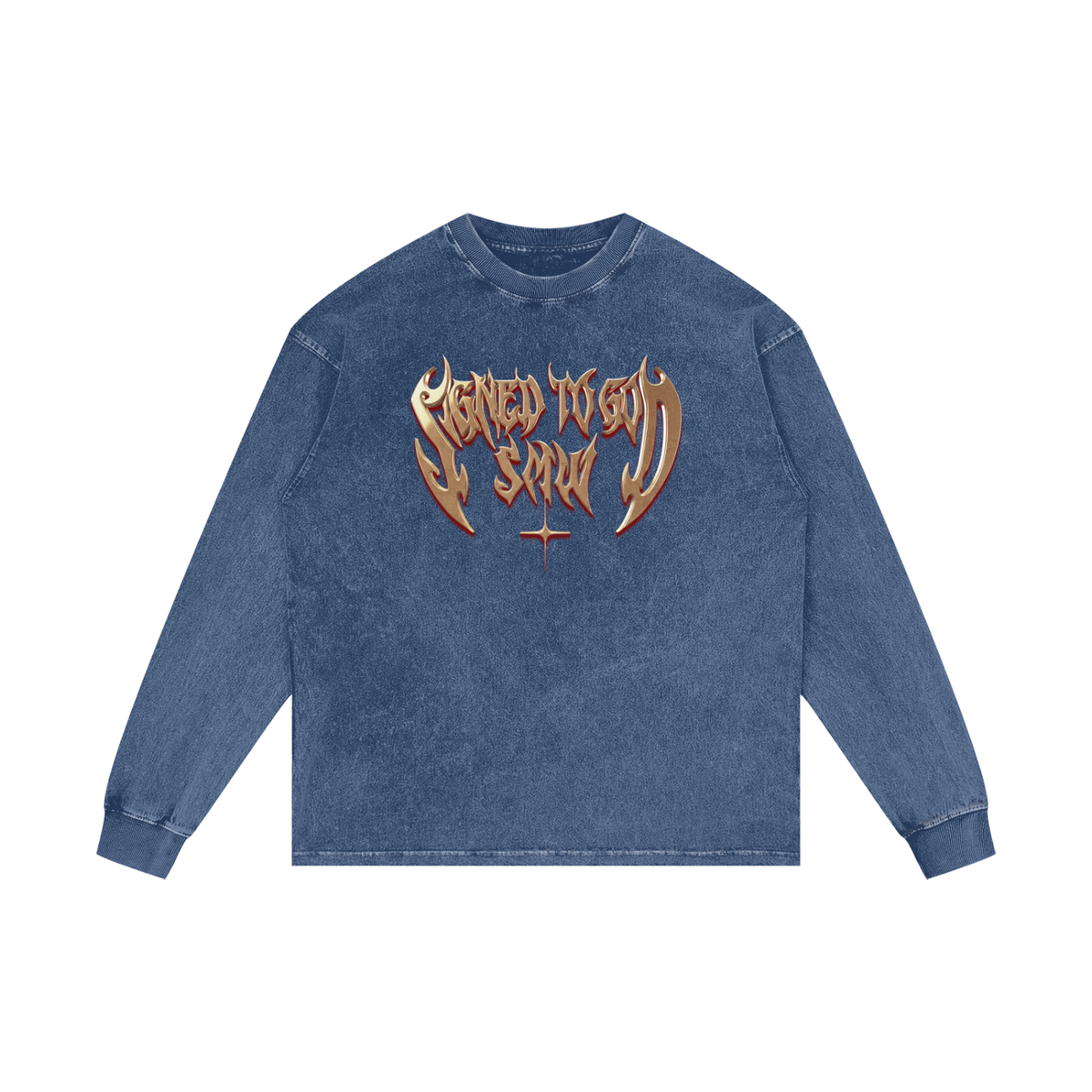 SMW | Signed To God | RisenRetro | Acid Wash Oversize Long Sleeve T-Shirt
