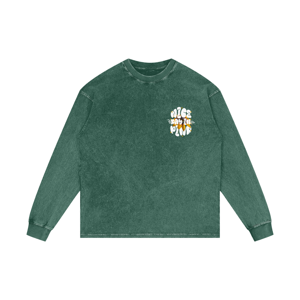 NICE DAY IN DA PIND | RISENRETRO | Acid Wash Oversize Long Sleeve T-Shirt