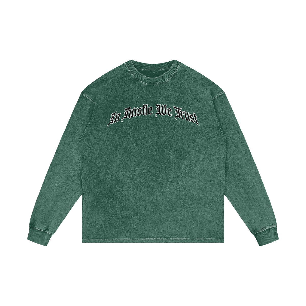 IN HUSTLE WE TRUST | RISENRETRO | Acid Wash Oversize Long Sleeve T-Shirt