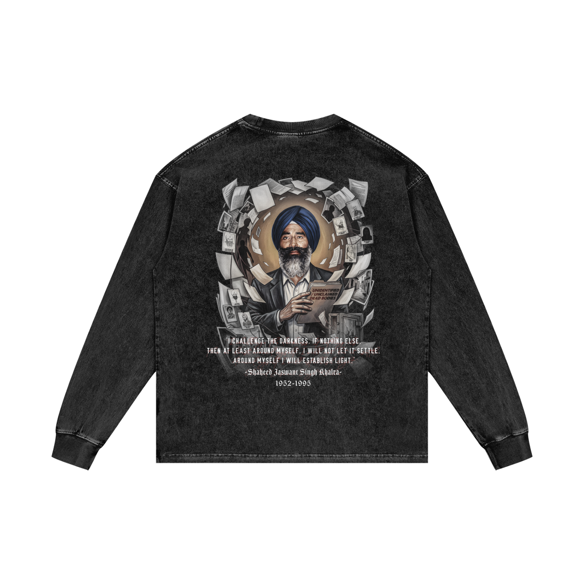 JASWANT SINGH KHALRA | RISENRETRO| Acid Wash Oversize Long Sleeve T-Shirt