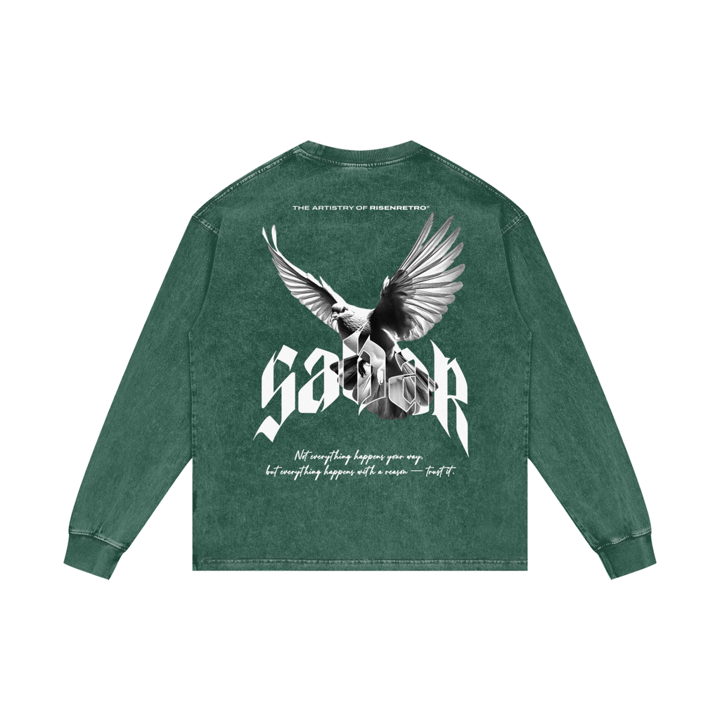 SABAR | RISENRETRO | Acid Wash Oversize Long Sleeve T-Shirt
