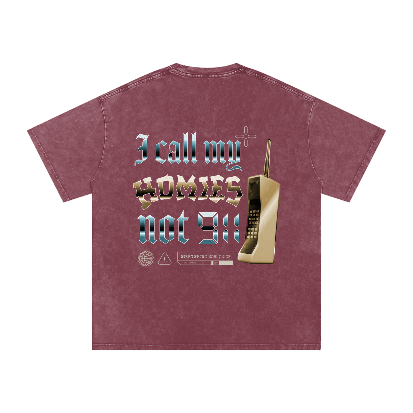 HOMIES 911 x RISEN RETRO Snow Washed Oversized Cotton T-Shirt