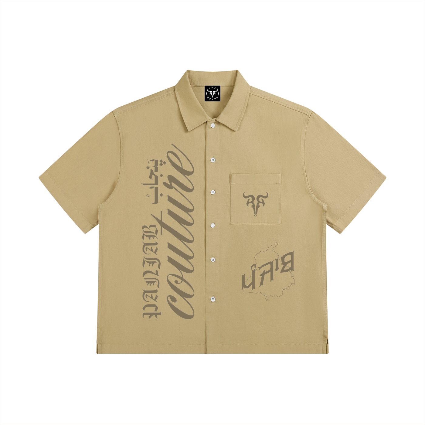PANJAB COUTURE  X RisenRetro Unisex Boxy Patch Pocket Short Sleeve Shirt
