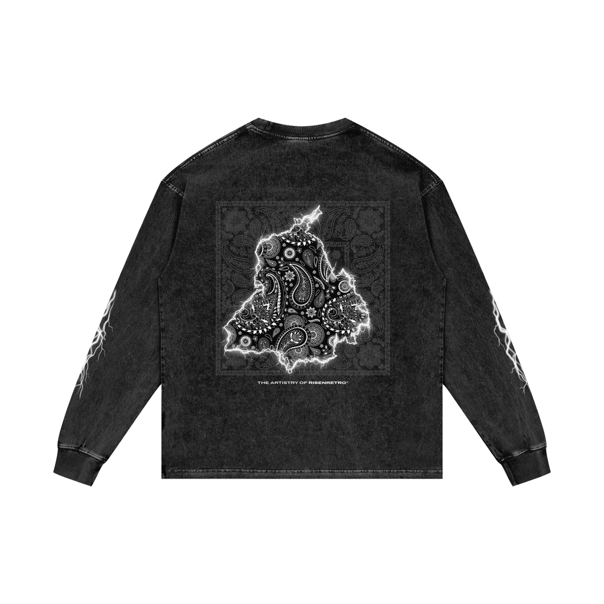 Panjab Bandana Flash V2 | RisenRetro | Acid Wash Oversize Long Sleeve T-Shirt