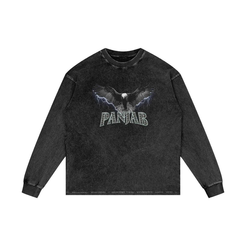 Panjab Eagle X RisenRetro Acid Wash Oversize Long Sleeve T-Shirt