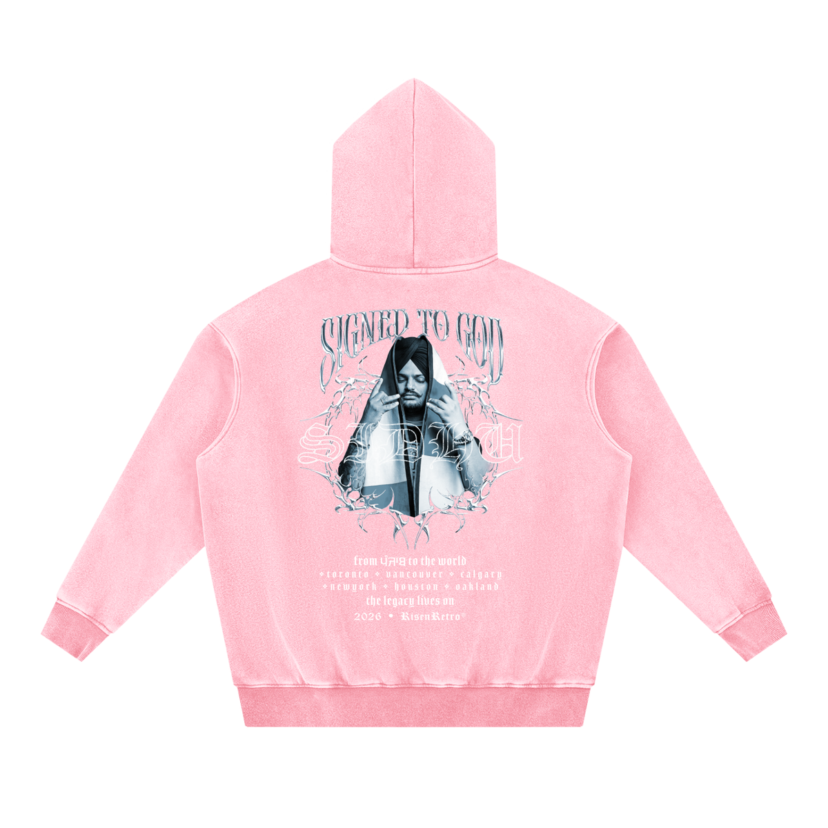 SIGNED TO GOD | Snow Wash Fleece Oversize Hoodie | SMW | RISENRETRO