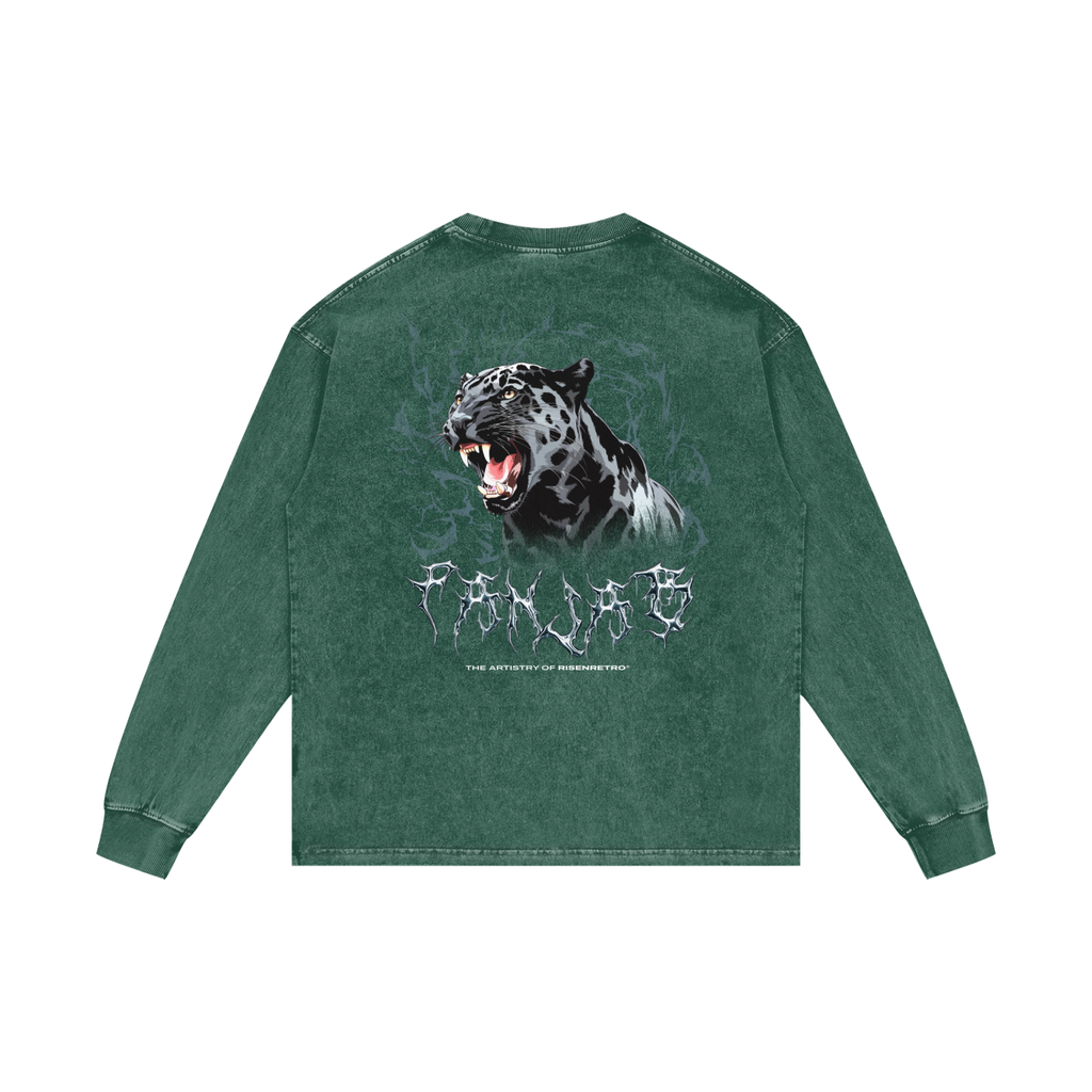 PANJAB Panther Y2K | RisenRetro | Acid Wash Oversize Long Sleeve T-Shirt