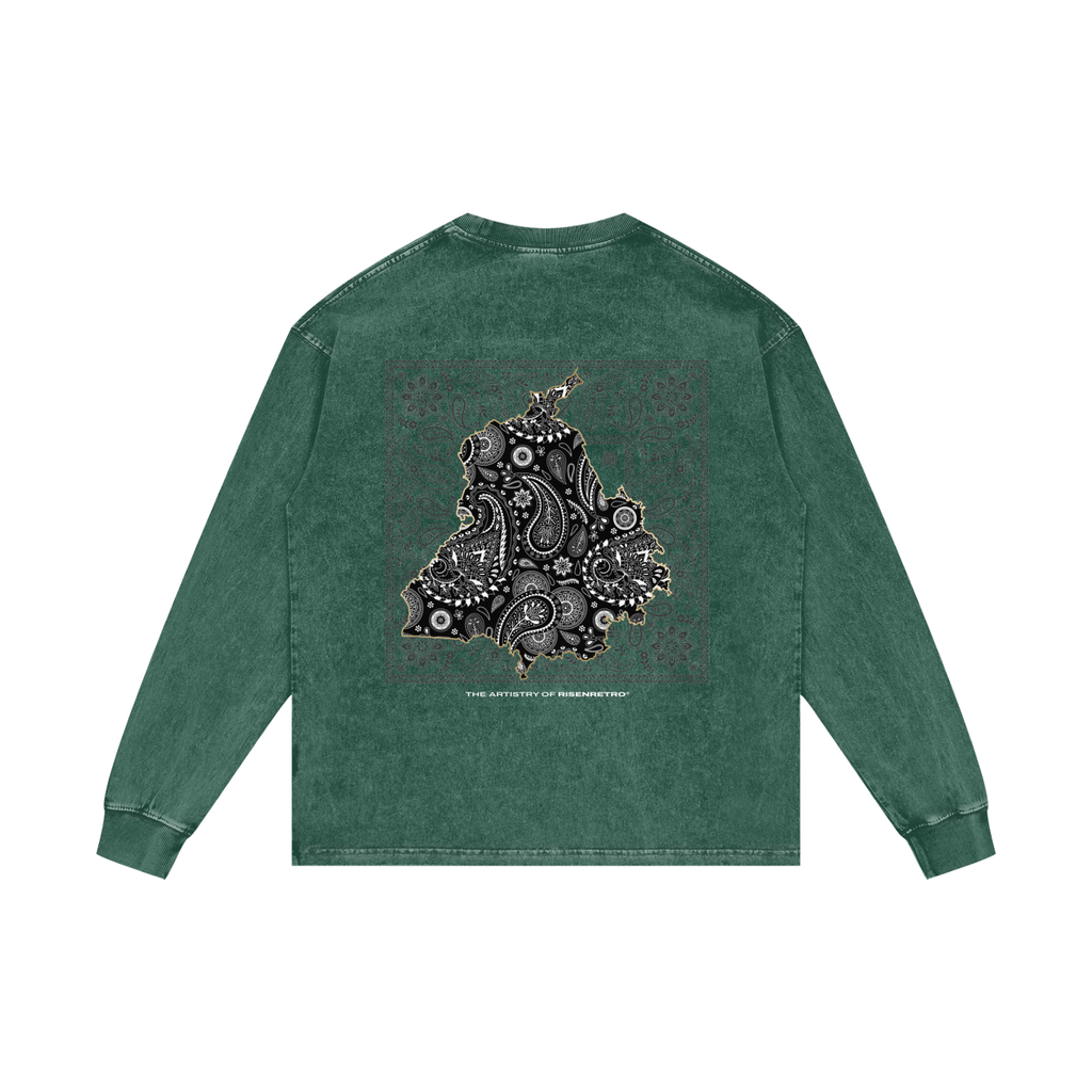 PANJAB BANDANA | RISENRETRO | Acid Wash Oversize Long Sleeve T-Shirt