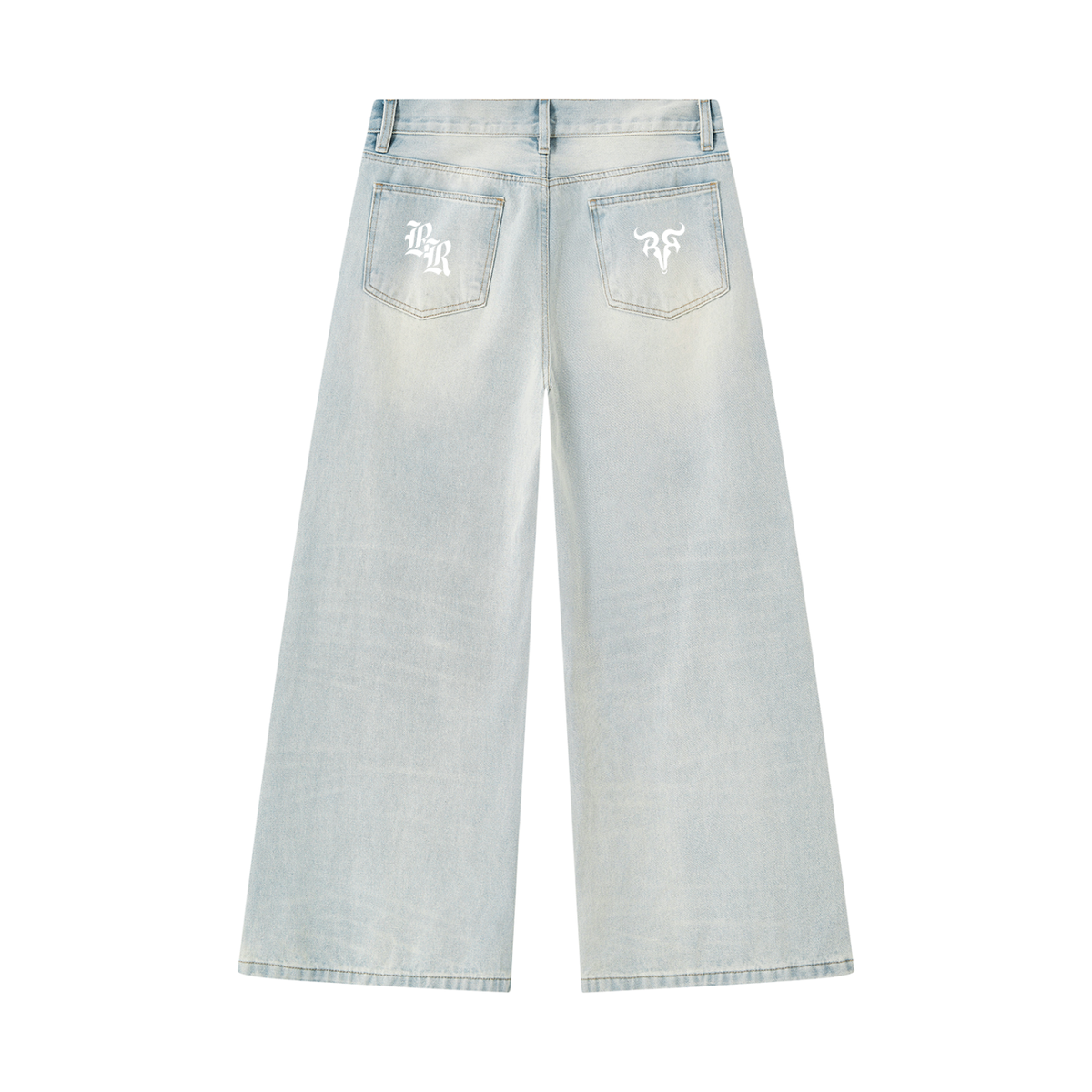 Men's Vintage Wash Wide Leg Denim Jeans