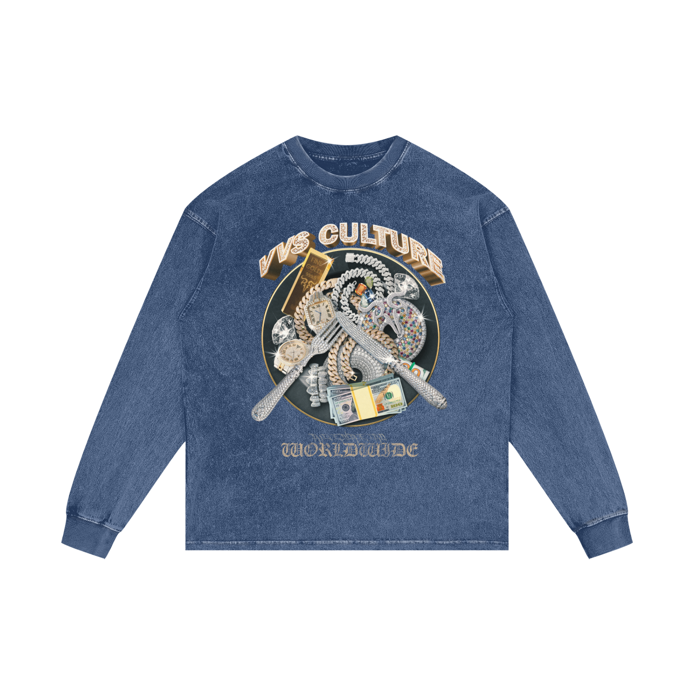 VVS Culture X RisenRetro Acid Wash Oversize Long Sleeve T-Shirt