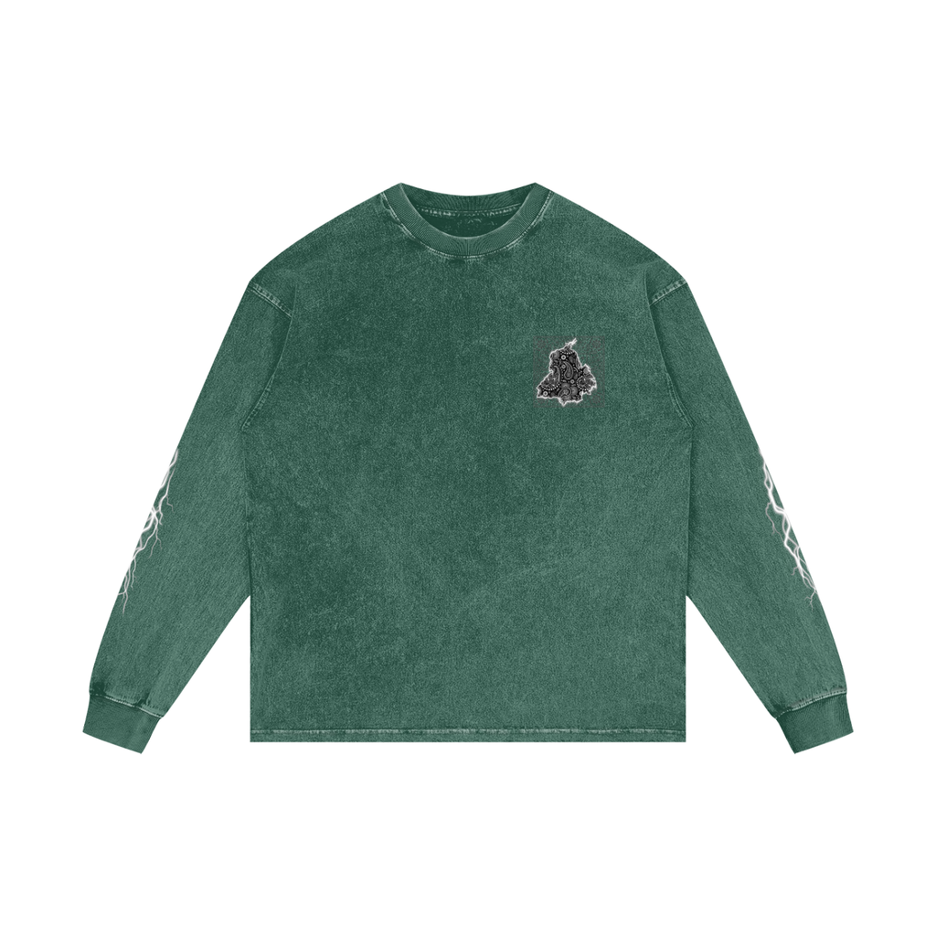 Panjab Bandana Flash V2 | RisenRetro | Acid Wash Oversize Long Sleeve T-Shirt