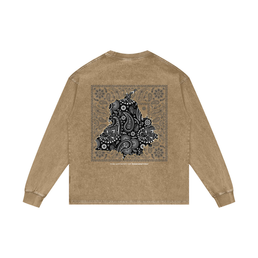 PANJAB BANDANA | RISENRETRO | Acid Wash Oversize Long Sleeve T-Shirt