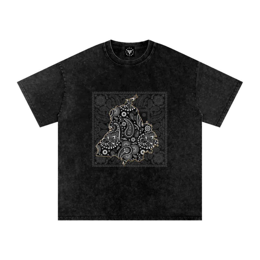 T-shirt oversize en coton délavé Panjab X Bandana Paisley v2