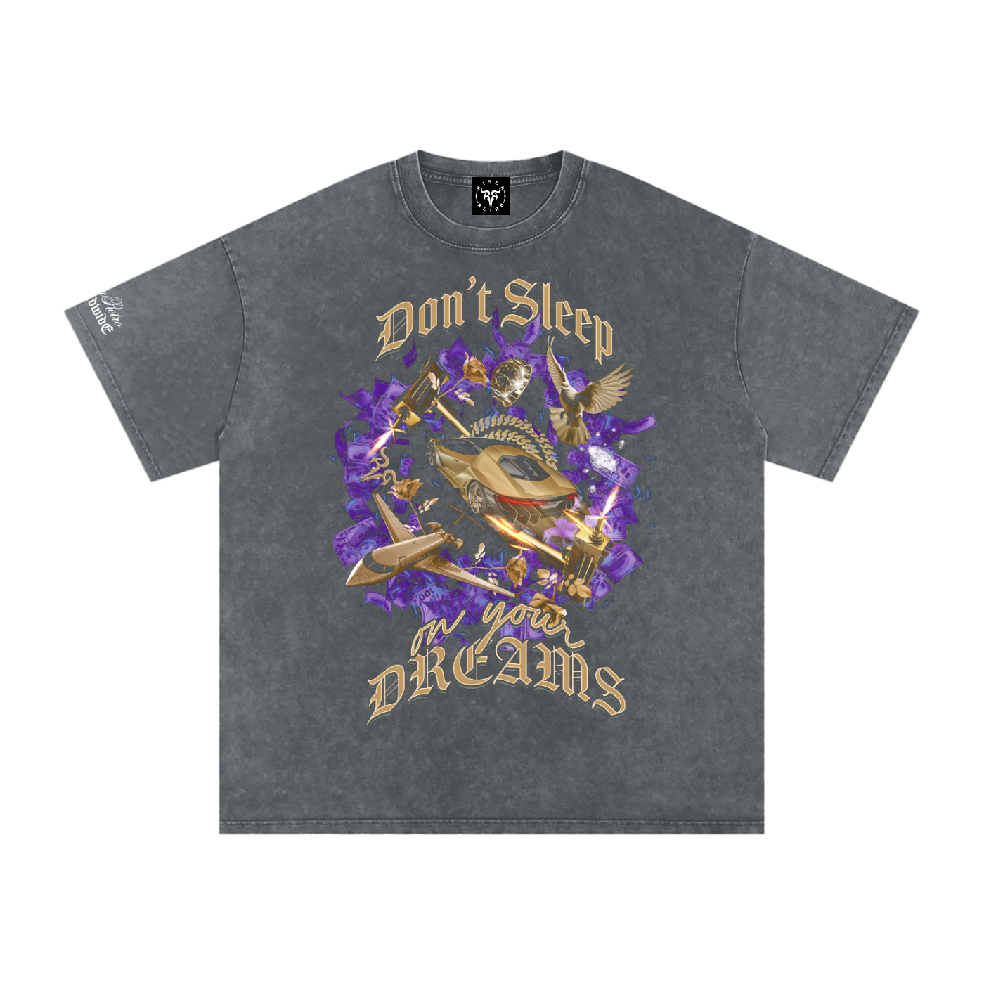 Don't Sleep on Your Dreams X RisenRetro Snow Washed Oversized Cotton T-Shirt